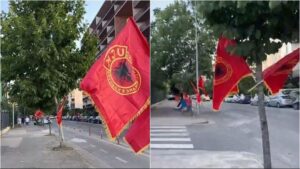 Protestë para FSHF-së për ndalimin e flamurit të UÇK-së
