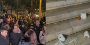 Banorët e Durrësit sërish në protestë, hedhin domate dhe letra higjenike në drejtim të Bashkisë